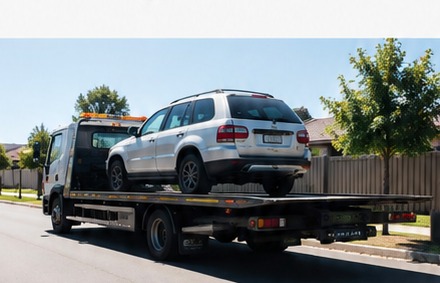 Car being collected by tow truck